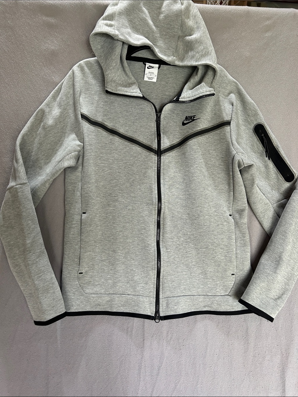 Nike Men's Tech Fleece Full Zip - Gray/Black - Medium Tall